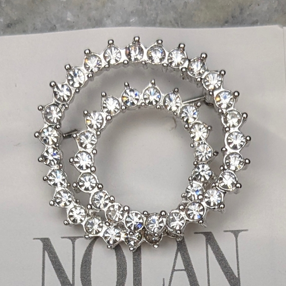 Nola Jewelry - Vintage Brooch by Nolan Miller Endless Swirl Pin with Crystal Accents